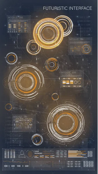 HUD radar. HUD radar, herhangi bir amaç için büyük tasarım. Fütüristik soyut teknoloji arka plan yenilik kavramı vektör çizim. 