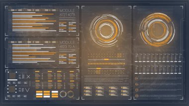 HUD app, herhangi bir amaç için büyük tasarım. Sohbet arabirimi. Çizgi grafik sohbet kabarcık kısa mesaj. HUD UI.