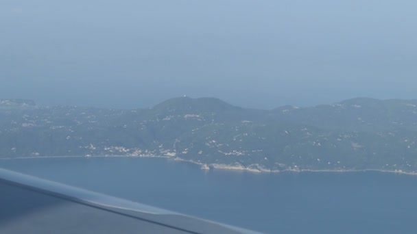 Aerial View Corfu Island Kerkyra Greece Flying Aircraft — Stock Video