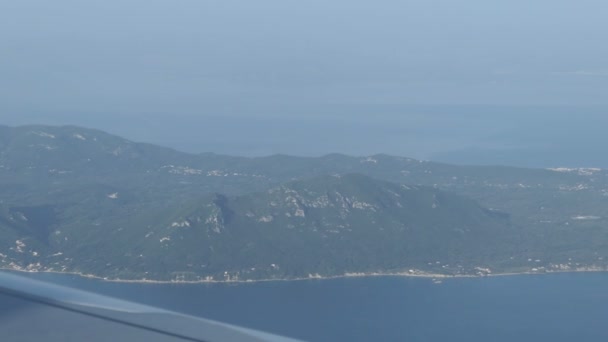 Vista Aérea Ilha Corfu Kerkyra Grécia Voando Uma Aeronave — Vídeo de Stock