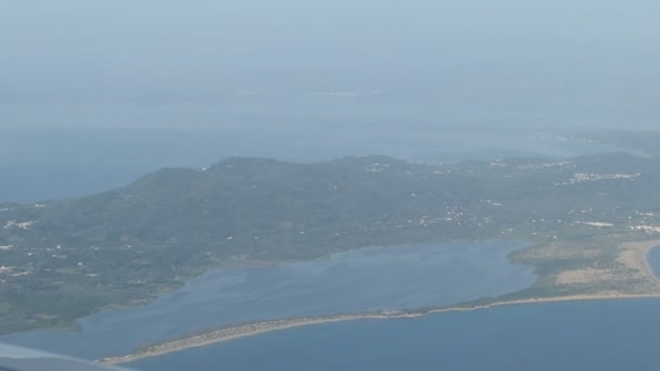 Luchtfoto Van Corfu Met Zijn Lagune Limni Korission Griekenland — Stockvideo