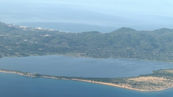 Vista Aerea Corfù Con Sua Laguna Limni Korission Grecia — Video Stock