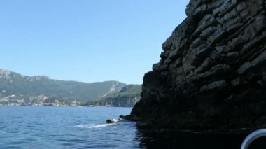 bir tekne ile uzun liapades Cennet plaj Korfu Adası (Yunanistan sürüş.).