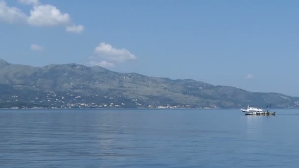 Pantokrator Montañas Isla Corfú Grecia Vista Panorámica Desde Costa — Vídeo de stock