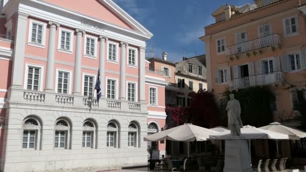 Korfu Stad Corfu Grekland Maj 2018 Grupp Människor Genom Den — Stockvideo