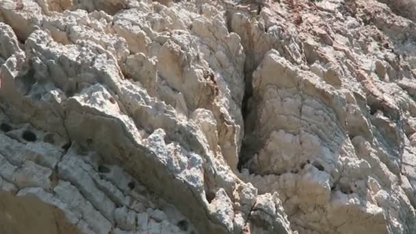 Passing Boat Chalk Rock Cliff Cave Sandstone Formation Corfu Island — Stock Video