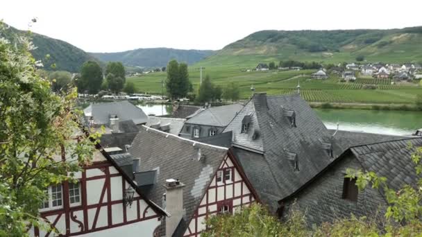 Paysage Urbain Village Beilstein Moselle Allemagne Entouré Vignes Forêts — Video