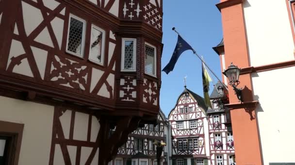 Stadsgezicht Van Bernkastel Kues Met Haar Historische Vakwerk Huizen Duitsland — Stockvideo