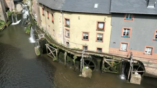 Panoráma Saarburg Jeho Historické Staré Části Města Leuk Řeka Tekoucí — Stock video