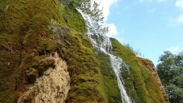 Travertin Vattenfall Dreinmuehlen Engl Tre Mal Nohn Vulcan Eifel Regionen — Stockvideo