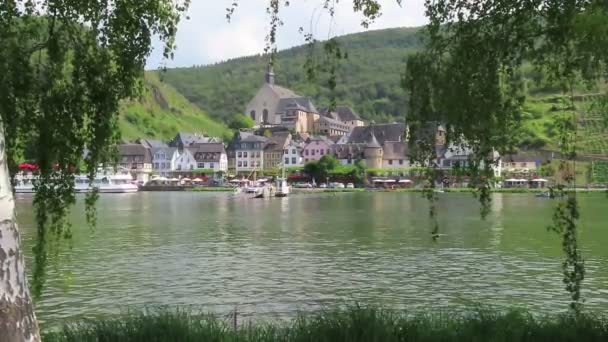 Beilstein Rheinland Pfalz Deutschland August 2019 Auto Und Personenfähre Von — Stockvideo