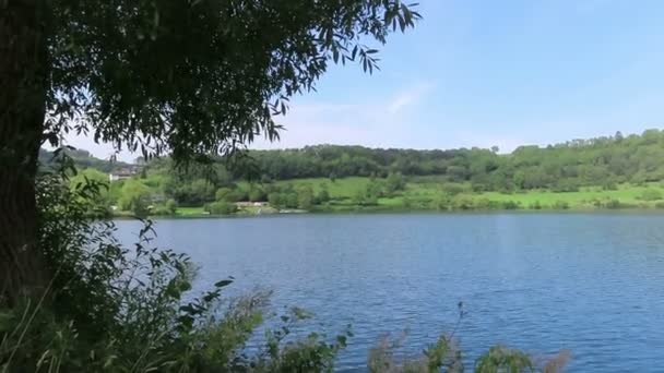 Paesaggio Del Lago Schalkenmehrener Maar Nella Regione Eifel Germania Cratere — Video Stock