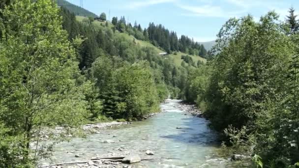 Alpine Gerlos River Flowing Gerlostal Valley Tirol Austria Summer Time — Stock Video