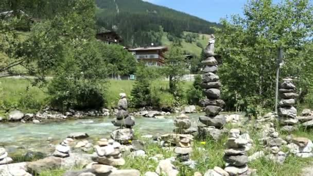 Village Gerlos Tyrolu Austria Gerlos Rzeki Płynącej Czas Narastania — Wideo stockowe