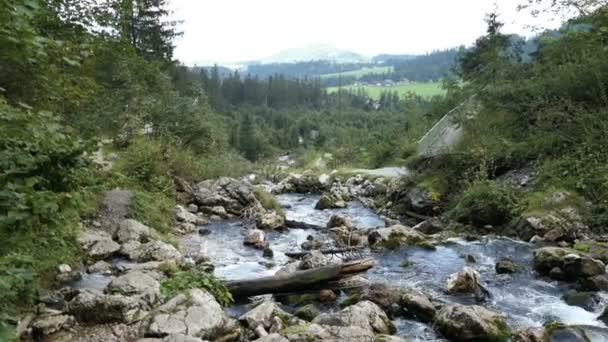 奥地利Abtenau村旁边的Dachserfall瀑布景观 — 图库视频影像