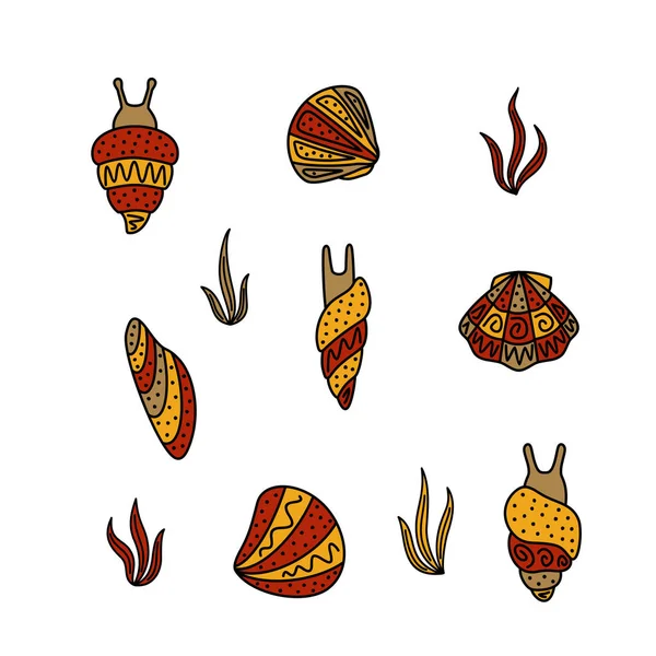 Dessin Main Mollusque Illustration Vectorielle Stylisée Lumineuse — Image vectorielle