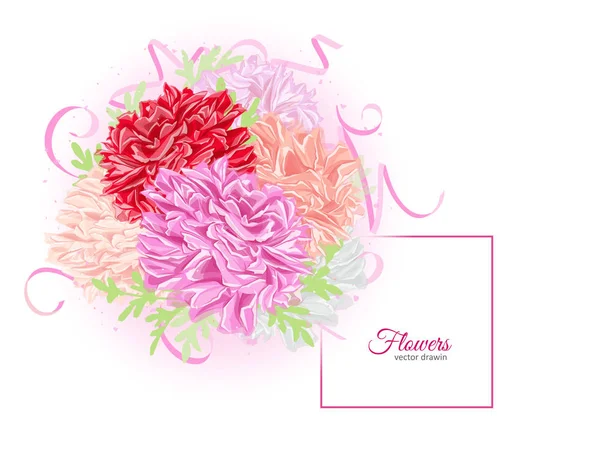 Flowers Bouquet Summer Background Peony Hand Drawn Vector Illustration Vector — Stock Vector