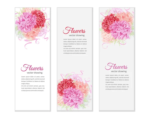 Flowers Bouquet Summer Background Peony Hand Drawn Vector Illustration Vector — Stock Vector