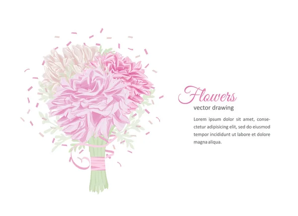Flowers Bouquet Summer Background Peony Hand Drawn Vector Illustration Vector — Stock Vector