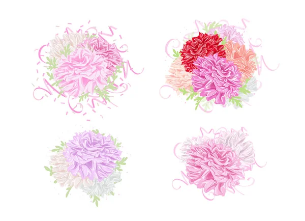 Bouquet Fleurs Fond Été Avec Pivoine Illustration Vectorielle Dessinée Main — Image vectorielle