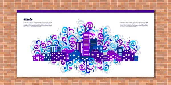 Composiciones Vectoriales Con Siluetas Edificios Gotas Pintura Elementos Graffiti Paisaje — Vector de stock