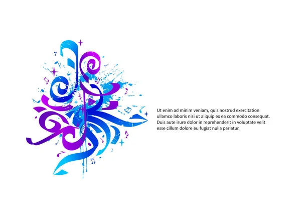Vector Compositions Musical Instruments Notes Paint Drops Elements Graffiti — Stock Vector