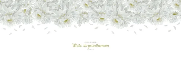 Květinové Plakáty Bannery Blahopřání Bílé Chryzantémy Slavnostní Složení Květinami Textur — Stockový vektor