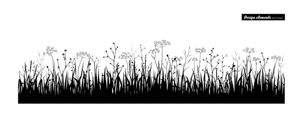 Weide Gras Verzameling Elementen Voor Design Vector Set Geïsoleerd Wit — Stockvector