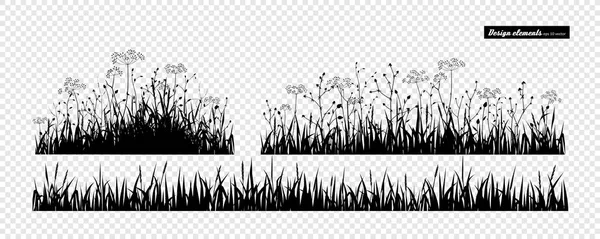 草甸草 用于设计的元素集 在白色被隔绝的向量集合 — 图库矢量图片