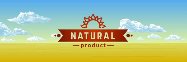 Naturprodukt Ein Banner Mit Herbstpanorama Blauer Himmel Wolken Gelbes Feld — Stockvektor