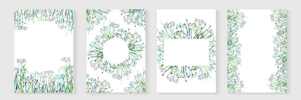 Art Nature Affiches Bannières Carte Vœux Avec Des Herbes Sauvages — Image vectorielle