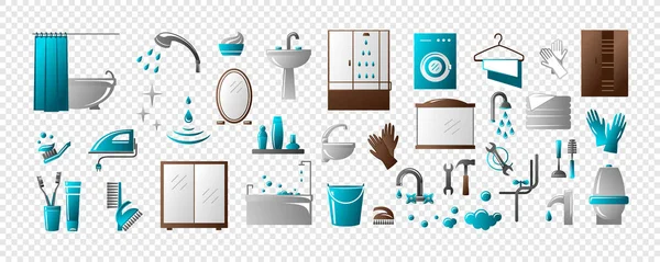 Équipement salle de bain, réparation, nettoyage . — Image vectorielle