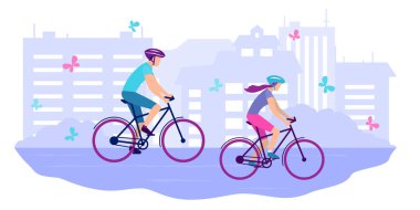 Adam ve kadın t arka plan aleyhine bisikletle gitmek