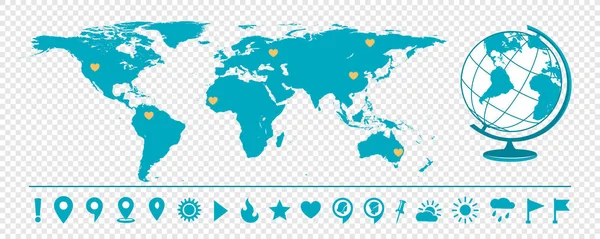 Mapa do mundo isolado para o seu design —  Vetores de Stock