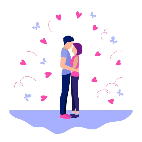 Paar-man en vrouw knuffelen. — Stockvector