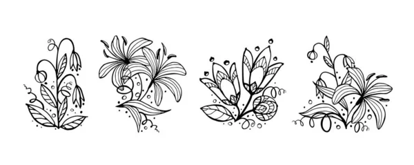 Set of floral compositions. — Stock Vector