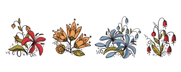 Conjunto de composiciones florales . — Vector de stock