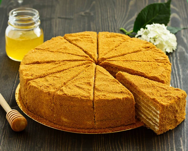 Een Klassieke Honingcake Cake — Stockfoto