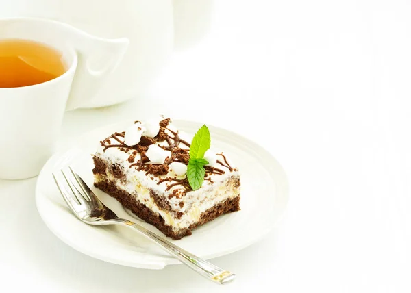 Chocolate Cake Caramel Nuts — Stock Photo, Image