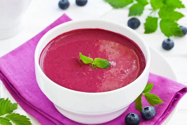 Desert Blueberry Soup Cream — Stock Photo, Image