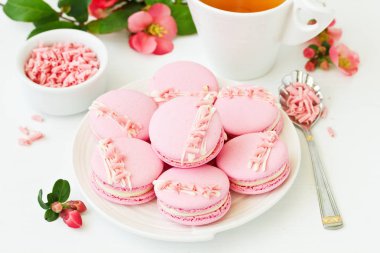 Fransız pasta makaron. Seçici odak.