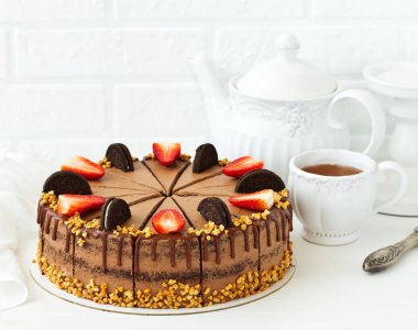 Ev yapımı lezzetli çikolatalı kek, yakın çekim