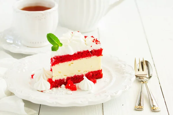 Cheesecake Κόκκινο Βελούδο Επιλεκτική Εστίαση — Φωτογραφία Αρχείου