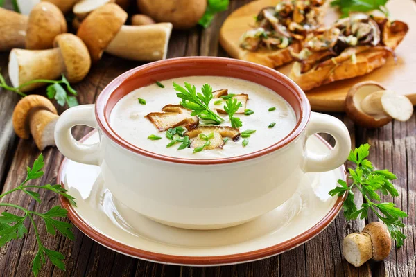 Delicious Soup Puree Wild Mushrooms — Stock Photo, Image