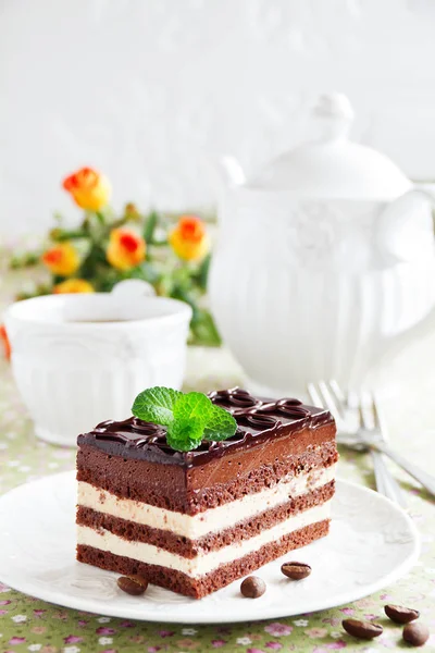 Torta Cioccolato Caffè Opera — Foto Stock