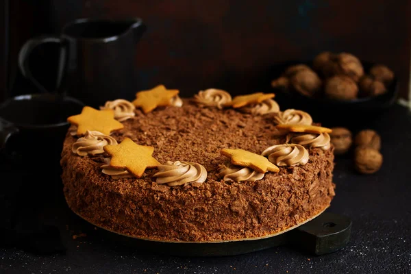 Hausgemachte Leckere Schokoladenkuchen Nahaufnahme — Stockfoto