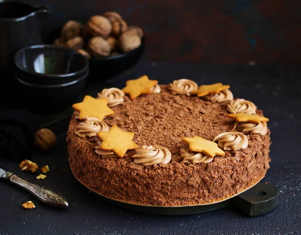 Hausgemachte Leckere Schokoladenkuchen Nahaufnahme — Stockfoto