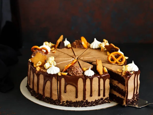 Homemade Tasty Chocolate Cake Close — Stock Photo, Image