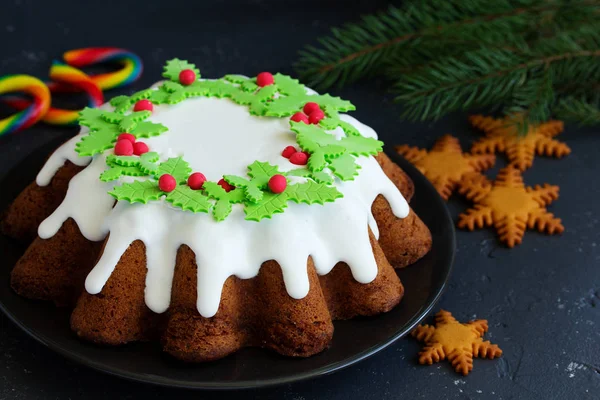 Pastel Frutas Año Nuevo Con Hielo — Foto de Stock