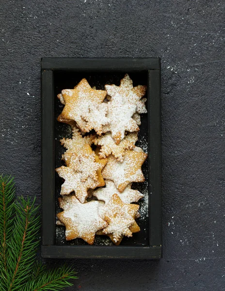 Weihnachten Ingwerkekse Form Von Schneeflocken — Stockfoto